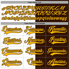 Load image into Gallery viewer, Custom Brown Gold-White Split Fashion Hockey Lace Neck Jersey