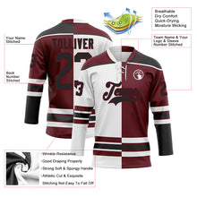 Charger l'image dans la galerie, Custom Burgundy Black-White Split Fashion Hockey Lace Neck Jersey