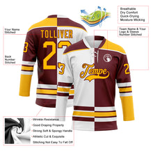 Charger l'image dans la galerie, Custom Burgundy Gold-White Split Fashion Hockey Lace Neck Jersey