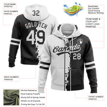 Load image into Gallery viewer, Custom Black White Split Ripped Pattern Baseball Pullover Sweatshirt Hoodie