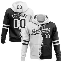 Load image into Gallery viewer, Custom Black White Split Ripped Pattern Baseball Pullover Sweatshirt Hoodie