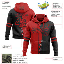 Load image into Gallery viewer, Custom Black Red Split Ripped Pattern Baseball Pullover Sweatshirt Hoodie
