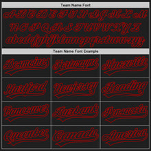 Load image into Gallery viewer, Custom Black Red Split Ripped Pattern Baseball Pullover Sweatshirt Hoodie