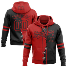 Load image into Gallery viewer, Custom Black Red Split Ripped Pattern Baseball Pullover Sweatshirt Hoodie