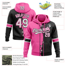 Load image into Gallery viewer, Custom Black Whte-Pink Split Ripped Pattern Baseball Pullover Sweatshirt Hoodie