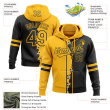 Load image into Gallery viewer, Custom Black Gold Split Ripped Pattern Baseball Pullover Sweatshirt Hoodie