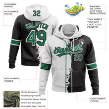Загрузить изображение в средство просмотра галереи, Custom Black Kelly Green-White Split Ripped Pattern Baseball Pullover Sweatshirt Hoodie