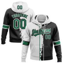 Загрузить изображение в средство просмотра галереи, Custom Black Kelly Green-White Split Ripped Pattern Baseball Pullover Sweatshirt Hoodie