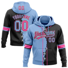 Загрузить изображение в средство просмотра галереи, Custom Black Light Blue Pink-White Split Ripped Pattern Baseball Pullover Sweatshirt Hoodie