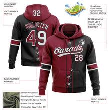 Load image into Gallery viewer, Custom Black White-Crimson Split Ripped Pattern Baseball Pullover Sweatshirt Hoodie