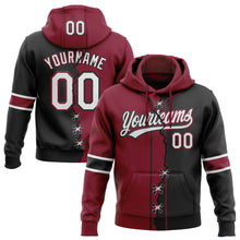 Load image into Gallery viewer, Custom Black White-Crimson Split Ripped Pattern Baseball Pullover Sweatshirt Hoodie