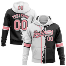 Load image into Gallery viewer, Custom Black Medium Pink-White Split Ripped Pattern Baseball Pullover Sweatshirt Hoodie