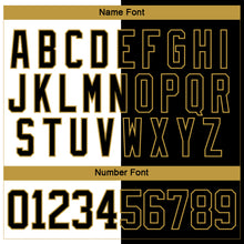 Load image into Gallery viewer, Custom Black Old Gold-White Split Fashion Hockey Lace Neck Jersey