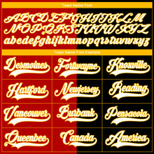 Load image into Gallery viewer, Custom Black White Red-Gold Split Fashion Hockey Lace Neck Jersey