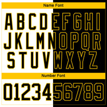 Laden Sie das Bild in den Galerie-Viewer, Custom Black Yellow-White Split Fashion Hockey Lace Neck Jersey