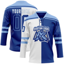 Загрузить изображение в средство просмотра галереи, Custom Royal Light Blue-White Split Fashion Hockey Lace Neck Jersey