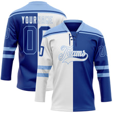 Загрузить изображение в средство просмотра галереи, Custom Royal Light Blue-White Split Fashion Hockey Lace Neck Jersey
