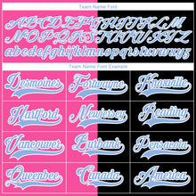 Charger l'image dans la galerie, Custom Black Light Blue Pink-White Split Fashion Hockey Lace Neck Jersey