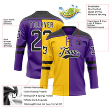 Charger l'image dans la galerie, Custom Purple Black Yellow-White Split Fashion Hockey Lace Neck Jersey