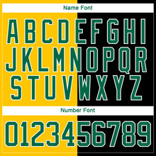 Laden Sie das Bild in den Galerie-Viewer, Custom Black Kelly Green Yellow-White Split Fashion Hockey Lace Neck Jersey