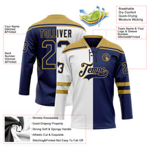 Charger l'image dans la galerie, Custom Navy Old Gold-White Split Fashion Hockey Lace Neck Jersey