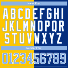 Загрузить изображение в средство просмотра галереи, Custom Royal Light Blue Yellow-White Split Fashion Hockey Lace Neck Jersey