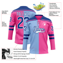 Charger l'image dans la galerie, Custom Pink Royal Light Blue-White Split Fashion Hockey Lace Neck Jersey