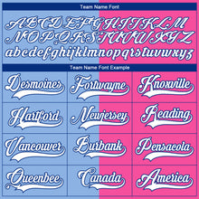 Charger l'image dans la galerie, Custom Pink Royal Light Blue-White Split Fashion Hockey Lace Neck Jersey