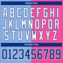 Charger l'image dans la galerie, Custom Pink Royal Light Blue-White Split Fashion Hockey Lace Neck Jersey