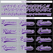 Laden Sie das Bild in den Galerie-Viewer, Custom Black Purple Gray-White Split Fashion Hockey Lace Neck Jersey