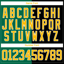 Laden Sie das Bild in den Galerie-Viewer, Custom Black Gold Kelly Green-White Split Fashion Hockey Lace Neck Jersey