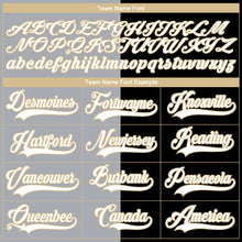 Load image into Gallery viewer, Custom Black Vegas Gold Gray-White Split Fashion Hockey Lace Neck Jersey