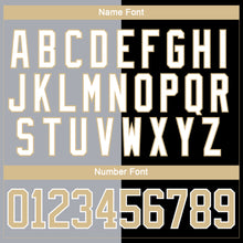 Load image into Gallery viewer, Custom Black Vegas Gold Gray-White Split Fashion Hockey Lace Neck Jersey