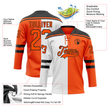 Charger l'image dans la galerie, Custom Orange Black-White Split Fashion Hockey Lace Neck Jersey