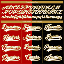 Load image into Gallery viewer, Custom Black White Red-Old Gold Split Fashion Hockey Lace Neck Jersey