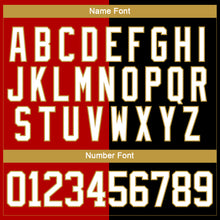 Load image into Gallery viewer, Custom Black White Red-Old Gold Split Fashion Hockey Lace Neck Jersey