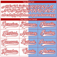 Load image into Gallery viewer, Custom Light Blue Red-White Split Fashion Hockey Lace Neck Jersey