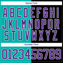 Laden Sie das Bild in den Galerie-Viewer, Custom Black Purple Aqua-White Split Fashion Hockey Lace Neck Jersey