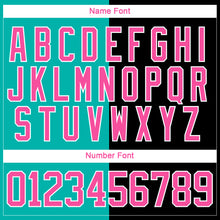 Charger l'image dans la galerie, Custom Black Pink Aqua-White Split Fashion Hockey Lace Neck Jersey