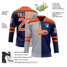 Charger l'image dans la galerie, Custom Navy Orange Gray-White Split Fashion Hockey Lace Neck Jersey