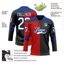 Charger l'image dans la galerie, Custom Black White Red-Royal Split Fashion Hockey Lace Neck Jersey