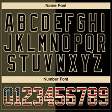 Charger l'image dans la galerie, Custom Black Vintage USA Flag Olive-Cream Split Fashion Hockey Lace Neck Jersey