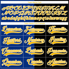 Загрузить изображение в средство просмотра галереи, Custom Black Gold Royal-White Split Fashion Hockey Lace Neck Jersey