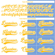 Laden Sie das Bild in den Galerie-Viewer, Custom Powder Blue Gold-White Split Fashion Hockey Lace Neck Jersey