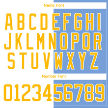 Laden Sie das Bild in den Galerie-Viewer, Custom Powder Blue Gold-White Split Fashion Hockey Lace Neck Jersey