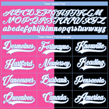 Charger l'image dans la galerie, Custom Black White Pink-Light Blue Split Fashion Hockey Lace Neck Jersey