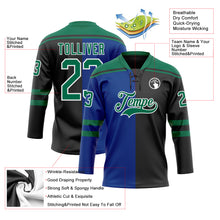 Charger l'image dans la galerie, Custom Black Kelly Green Royal-White Split Fashion Hockey Lace Neck Jersey