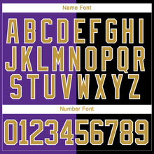 Load image into Gallery viewer, Custom Black Old Gold Purple-White Split Fashion Hockey Lace Neck Jersey