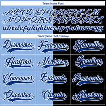 Laden Sie das Bild in den Galerie-Viewer, Custom Black Royal Light Blue-White Split Fashion Hockey Lace Neck Jersey