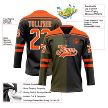 Charger l'image dans la galerie, Custom Black Orange Olive-White Split Fashion Hockey Lace Neck Jersey
